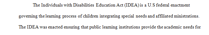 The Individuals with Disabilities Education Act (IDEA) requires that specific topics be covered in an Individualized Education Program (IEP) meeting