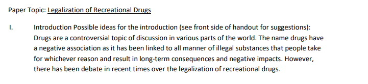 Topic Legalization of Recreational Drugs