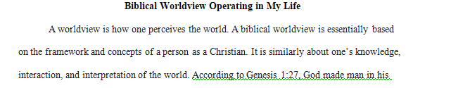 Write a two-page essay on the merits of having a biblical worldview operating in your life.