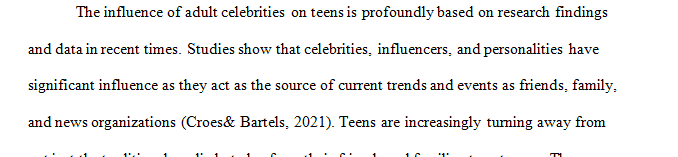 Write an essay over the topic are kids forced to mature as fast as there favorite adult celebrities