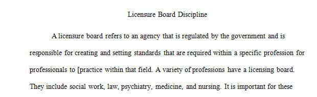 Locate a case where a health care professional has been disciplined by the licensure board. 