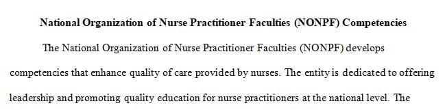 National Organization of Nurse Practitioner Faculties (NONPF) Competencies