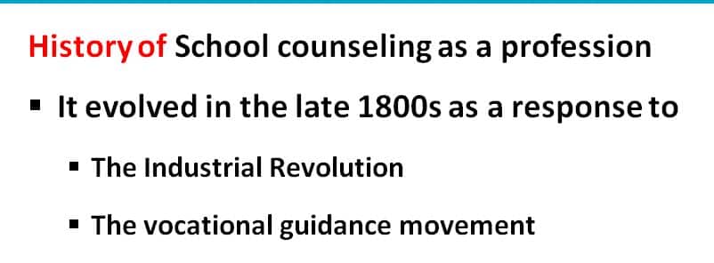 The development of school counseling has evolved over the years.