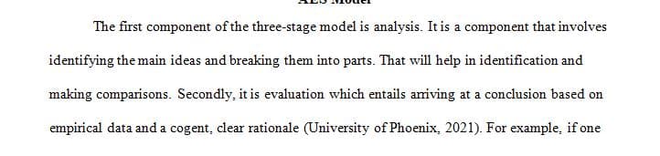 What are the components of the three-stage model