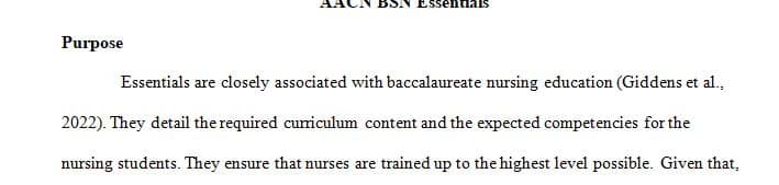 What is the relationship between the Essentials and baccalaureate nursing education