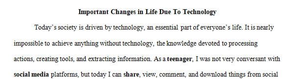 Write paragraph about two important changes in your life due to technology
