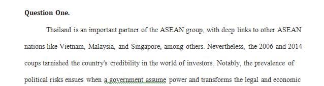 Read the Case Study Political Risk of Doing Business in Thailand