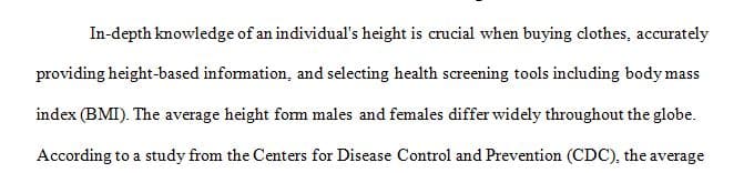 The average height for all males is 69.3 inches with a standard deviation of 2.8 inches.