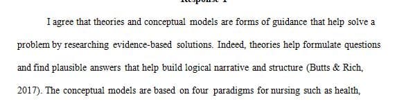 Theories and Conceptual Models from Nursing and Related Field