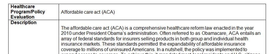 Assessing a Healthcare Program Policy Evaluation