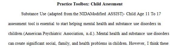 Assignment: Practice Toolbox: Child Assessment