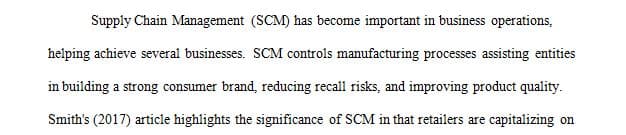 Explain what the article is about and the SCM significance.