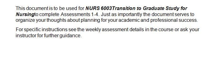 Section of your Academic Success and Professional Development Plan Template presented in the Resources