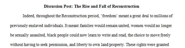 The Republican party in Washington DC and white Southerners on the ground over the attempt to give shape to the reconstruction process