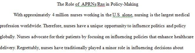 The Role of the RN APRN in Policy-Making