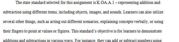 Use the grade level of 1-3rd grade and select 1-3 math standards based on the content that is currently being taught