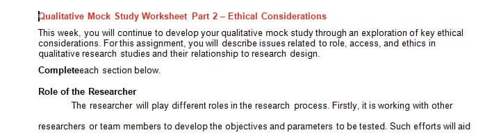 Designing a Qualitative Mock Study 