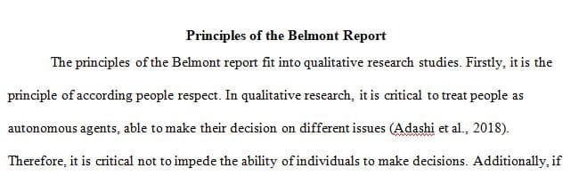 Wk 5 Discussion 1 - Principles of the Belmont Report