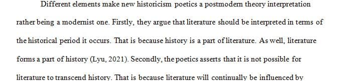 What elements make New Historicism Cultural Poetics a postmodern theory of interpretation