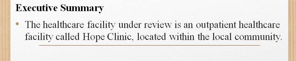 You are required to create a business plan and pitch deck for a hypothetical medical facility of your choice