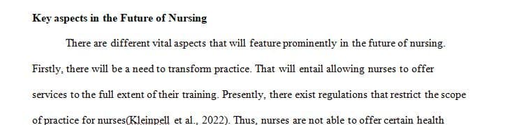 Analyzing the future of nursing and the role of the Consensus Model in the Advance Nursing professionals.