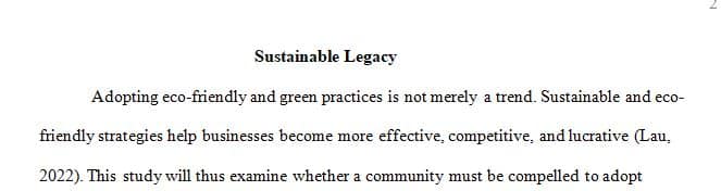 Creating A Sustainable Legacy: Healthy Communities