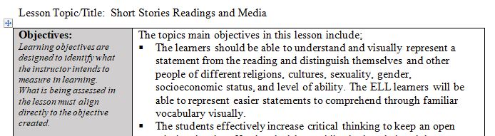 Creating engaging lessons that include activities and assessments aligned to objectives and course outcomes