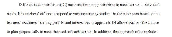 Describe differentiated instruction. 