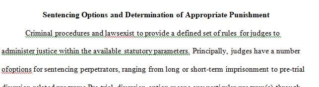 Describe the options in the sentencing process.