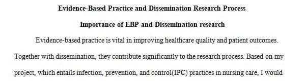 Dissemination of EBP and research, such as presenting results at a conference or writing an article for a journal