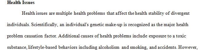 Five concerning health issues and five concerning motor sensory and perceptual development