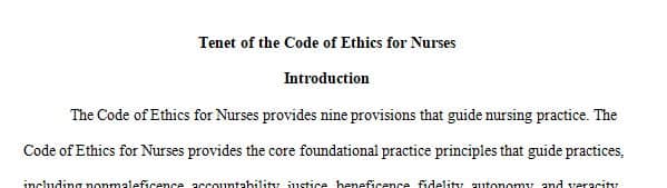 Identify one of the nine tenets in the Code that is not clear or that you find difficult to support in your practice setting.