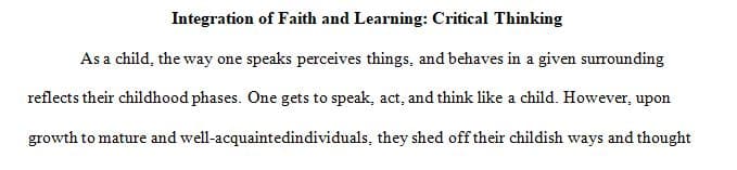 Integration of Faith & Learning 5 – Critical Thinking