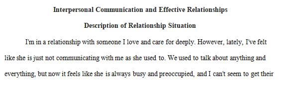 Interpersonal Communication and Effective Relationships