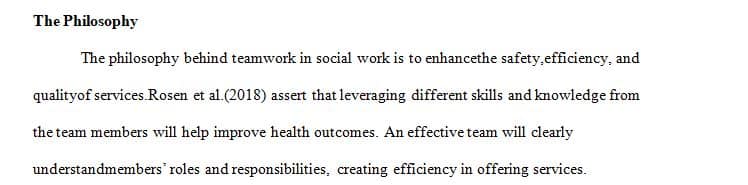 Medical Social Work and Team Work