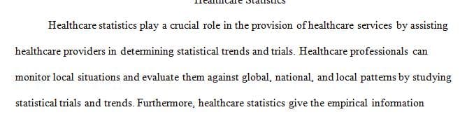 Statistical application and the interpretation of data is important in health care.