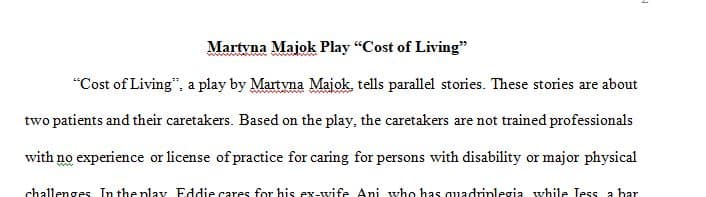 The play Cost of Living by Martyna Majok