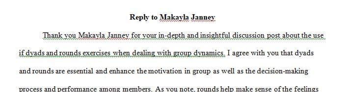 The textbook discussion of dyad and round exercises to be implemented with a group has been reviewed
