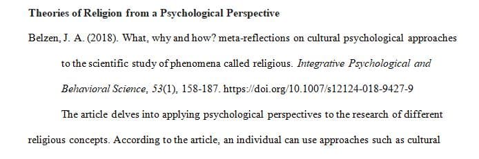 Theories of religion from a psychological perspective