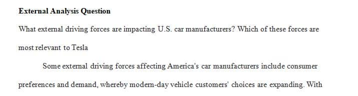 What external driving forces are impacting U.S. car manufacturers