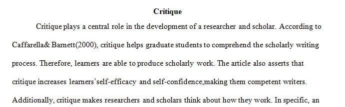 While Caffarella and Barnett (2000) indicate that critique is the most influential element in helping learners produce a better writing product