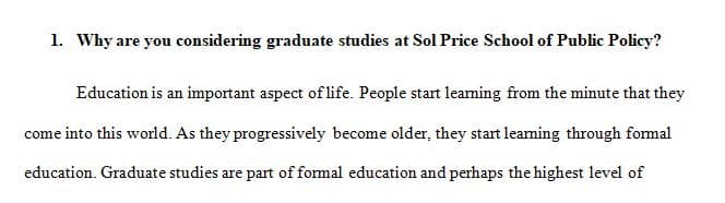 Why are you considering graduate studies at Sol Price School of Public Policy