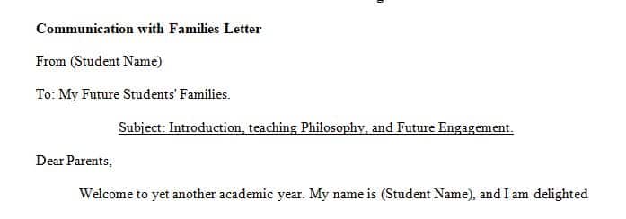 Write a 250-500 word email to the families of your future students in which you introduce yourself