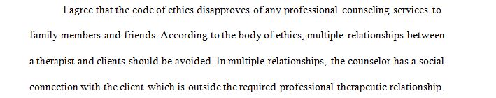 Code of Ethics would play a major role in the therapeutic relationship boundaries