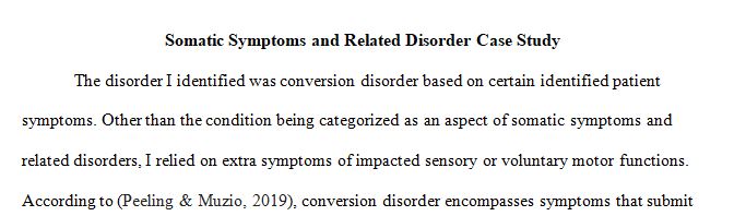 Diagnosis of Somatic Symptom and Related Disorders