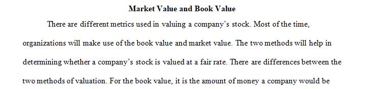 Differentiate between market value and book value