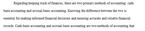 Differentiate between the cash and accrual bases of accounting