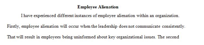 Discussion 2 - Employee Alienation