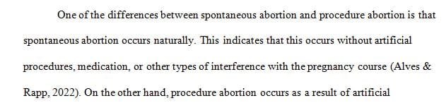 Explain the difference between spontaneous and procured abortion