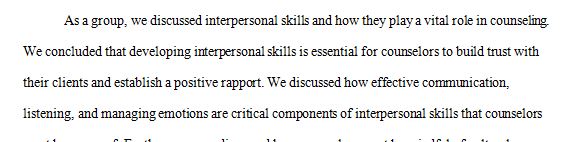  Group Staffing and Interpersonal Skills Reflection 